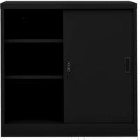 Berkfield Home Office Cabinet with Sliding Door Black 90x40x90 cm Steel | Size: 90 x 40 x 90 cm