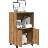 Berkfield Home Rolling Cabinet Artisian Oak 55x40x91 cm Engineered Wood in Brown | Size: 55 x 40 x 91 cm