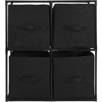 Berkfield Home Storage Cabinet with 4 Fabric Baskets Black 63x30x71 cm Steel | Size: 63 x 30 x 71 cm