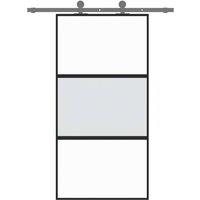 Berkfield Home Sliding Door Black 102.5x205 cm Tempered Glass & Aluminium