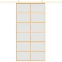 Berkfield Home Sliding Door Gold 102.5x205 cm Frosted ESG Glass & Aluminium