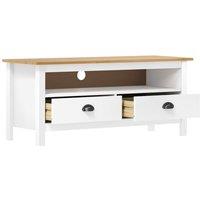 Berkfield Home TV Cabinet Hill White 110x40x47 cm Solid Pine Wood | Size: 110 x 40 x 47 cm