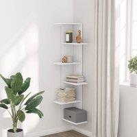 Berkfield Home Wall Corner Shelf White 36.5x36.5x140 cm Engineered Wood