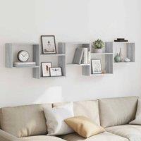Berkfield Home Wall Cube Shelf 5 Compartments Grey Sonoma Engineered Wood