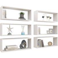 Berkfield Home Wall Cube Shelf 6 pcs White 60x15x23 cm Engineered Wood | Size: 60 x 15 x 23 cm