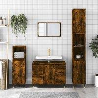 Berkfield Home Bathroom Cabinet Smoked Oak 80x33x60 cm Engineered Wood in Brown | Size: 80 x 33 x 60 cm