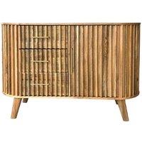 Jaipur Furniture Ltd Slatted One Door 3 Drawer Sideboard - Mango Wood - L45 x W118 x H80 cm - Mango Light Finish - Assembly Required in Brown