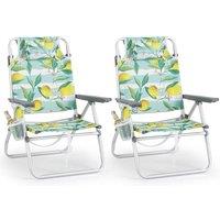 Gymax 2-Pack Beach Chairs Folding Camping Chairs 5-Position Adjustable