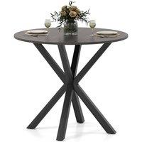 Gymax Dining Table for 2-4 People Round Kitchen Table with Intersecting Base in Black