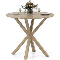 Gymax Dining Table for 2-4 People Round Kitchen Table with Intersecting Base in Light Brown