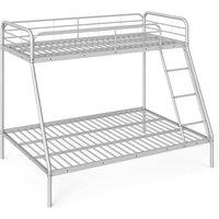 Gymax Bunk Bed with Ladder Single Top & Double Bottom Bunks Bed Frame in Silver