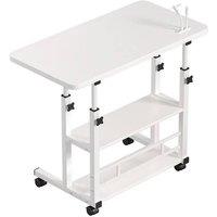 VOGREX White Height Adjustable Mobile Over Bed Table