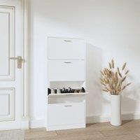 Berkfield Home Shoe Cabinet White 59x17x150 cm Engineered Wood | Size: 59 x 17 x 150 cm