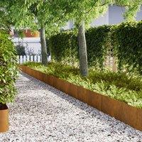 Berkfield Home Lawn Edgings 50 pcs 100x0, 5x30 cm Weathering Steel in Brown