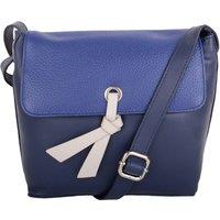 VALITA Women's Womens Premium Soft Genuine Leather Two Tone Cross Body Shoulder Bag - Black / Foil in Navy