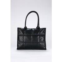 Belissh Women's Quilted Vegan Leather Tote Bag in Black