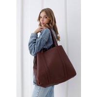 Belissh Women's Vegan Leather Weekend Bag with Matching Crossbody - 2 Pc Set in Burgundy