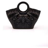 Belissh Women's TexturedVeganLeather Top Handle Fan Tote Bag in Black