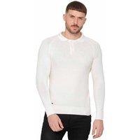 Enzo Men's Waffle Knit Jumper in Ecru | Size: XL