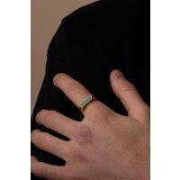 Outrage London Men's 18K Gold Personalised Malachite Signet Ring | Size: 9