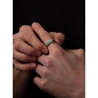 Outrage London Men's Silver Personalised Malachite Signet Ring | Size: 8