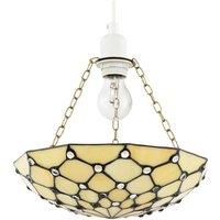 Happy Homewares Amber Toned & Clear Beaded Tiffany Glass Easy Fit Bowl Pendant Shade