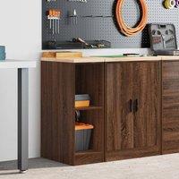 Berkfield Home Durable Garage Storage Cabinet Brown Oak 30x51x85 cm Solid Wood Pine | Size: 30 x 51 x 85 cm