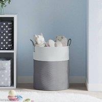 Berkfield Home Storage Basket Grey & White 38x46 cm Cotton | Size: 38x46 cm