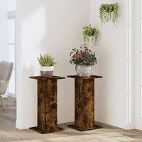 Berkfield Home Plant Stands 2 pcs Smoked Oak 30x30x60 cm Engineered Wood in Brown | Size: 30 x 30 x 60 cm