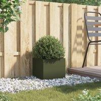 Berkfield Home Planter Olive Green 32x30x29 cm Steel | Size: 32 x 30 x 29 cm