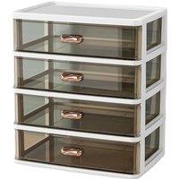 VOGREX Large Storage Drawers 4 Tier Tower Table Desktop in White
