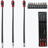 Havendro 3 Piece Flexi Screwdriver Set 9 Bits Long Reach 450mm
