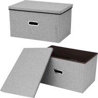 Havendro 1Pcs Foldable Storage Box with Lids 45x30x30cm Cube UK in Grey | Size: 45 x 30 x 30 cm