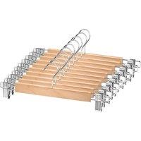 Havendro 10Pcs Wooden Trouser Hangers With Clips Coat Hangers
