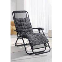 Living and Home 110cm L x 40cm W Plaid Print Beach Chair Seat Cushion Button Tufted Lounge Cushion in Black | Size: 110 cm L x 40 cm W