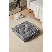 Living and Home Smoke Grey Italian Velvet Fabric Tufted Pleated Edge Sofa Throw Pillow