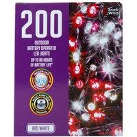 VFM e-Store Christmas Cold White & Red String Lights 200 Bulbs 12m 50cm Lead X 1