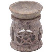 KDMD Small Soapstone Oil Burner 8cm - Three Moon Pentagon in Brown