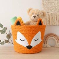 Voltico Animal Storage Basket Cotton Foldable Unicorn & Fox Organiser in Orange