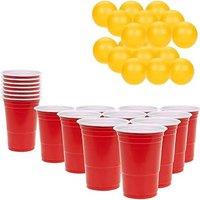 Keplin 36 Piece Beer Pong Set - Reusable Plastic Cups & Ping Pong Balls in Red
