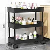 Havendro 3Tier Black Vegetable Fruit Basket Kitchen Trolley Cart With Wheel