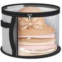 Havendro Grey Round Hat Storage Bucket with Handle Hat Box Travel