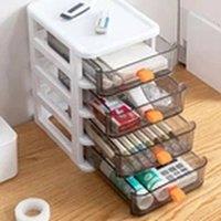Havendro White 4 Tier Small Desktop Storage Drawers Mini Drawer Box