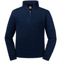 Russell Men's Authentic Zip Neck Sweatshirt in Navy | Size: Medium