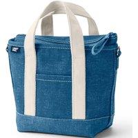 Lands' End Women's Small Plain Zip Top Canvas Tote Bag in Blue
