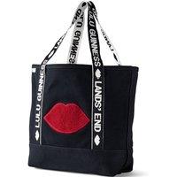Lands' End Women's Medium Lulu Guinness Lip Embroidered Tote Bag in Navy