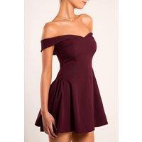 Jaded Rose Women's Lady Burgundy Bardot A Line Mini Dress | Size: 8