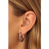 MUCHV Women's Silver Solid Hoop Earrings - 24mm