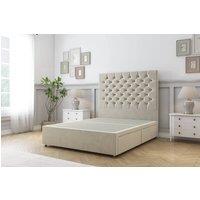 Sloomy Mayfair Plush Divan Bed Base 2 Drawers Same Side - 54" Headboard in Cream | Size: Double