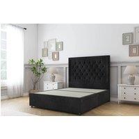 Sloomy Amberley Tweed Divan Bed Base 2 Drawers Right Side With 26 Strutted Headboard & 12 Matching Footboard in Black | Size: Double